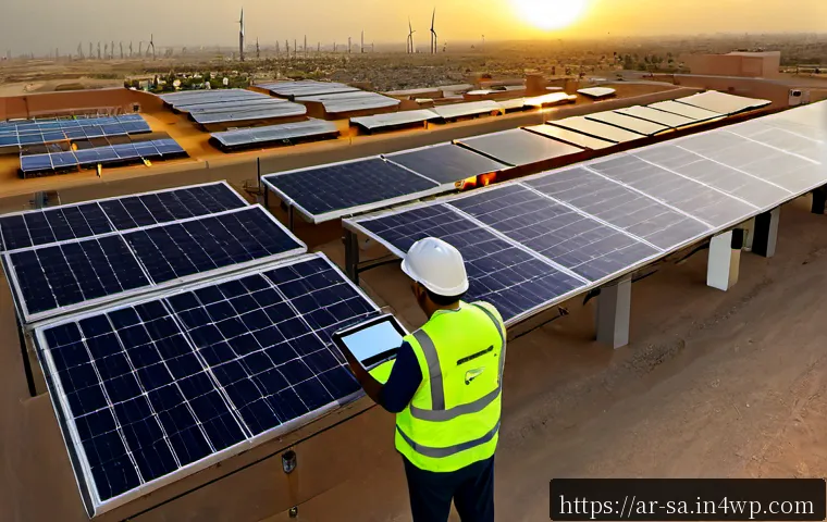 Home 17 스마트 그리드 기술의 성공적인 구현 사례 - Photorealistic successful smart grid implementation in a modern Gulf city at golden hour, wide aeria...
