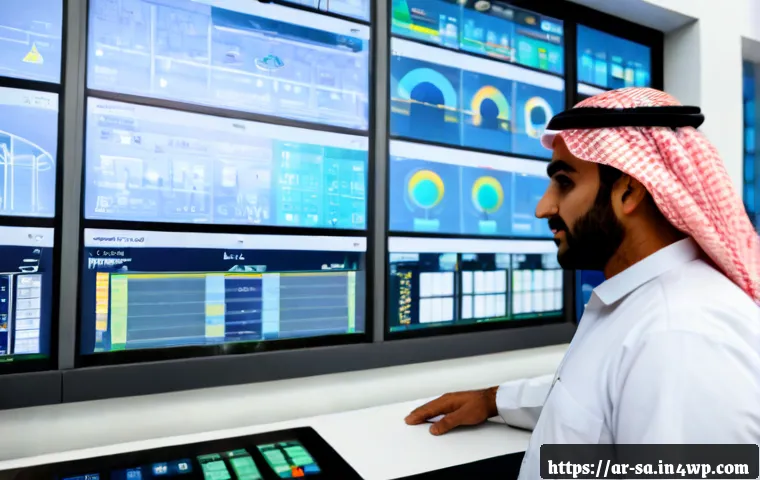 스마트 그리드와 전력망의 모니터링 시스템 - Photorealistic modern smart grid control room in a Gulf-region utility facility, an Arab engineer in...