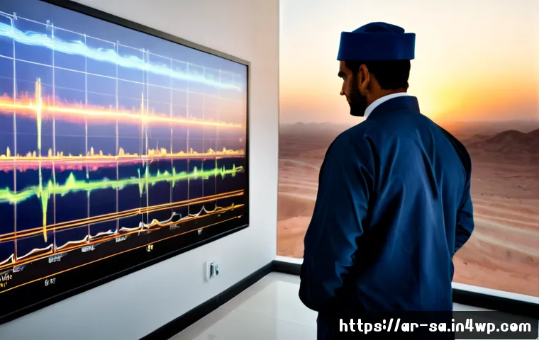 Home 17 스마트 그리드와 정전 예방 시스템의 연계 - Photorealistic modern smart-grid control room in a Gulf-region city, Arab electrical engineer in mod...